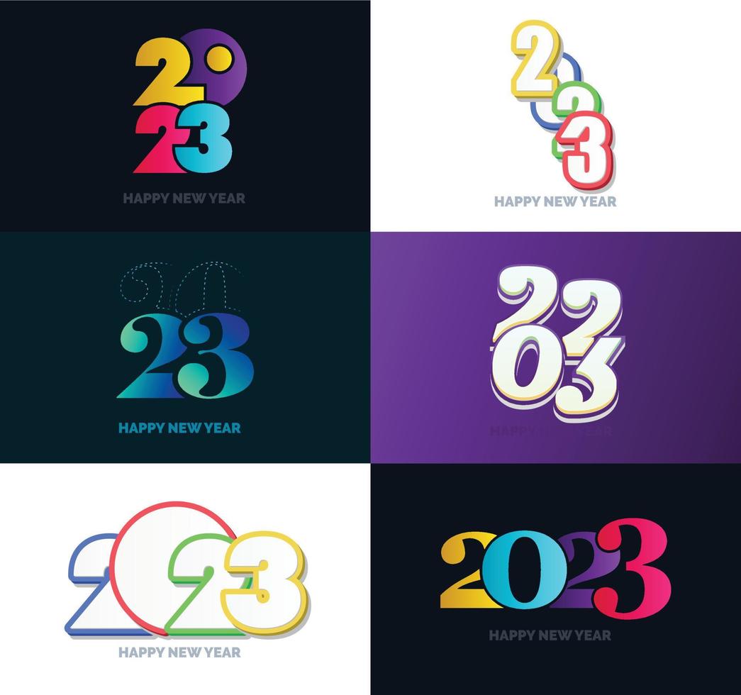 Big Set of 2023 Happy New Year logo text design 2023 number design template vector