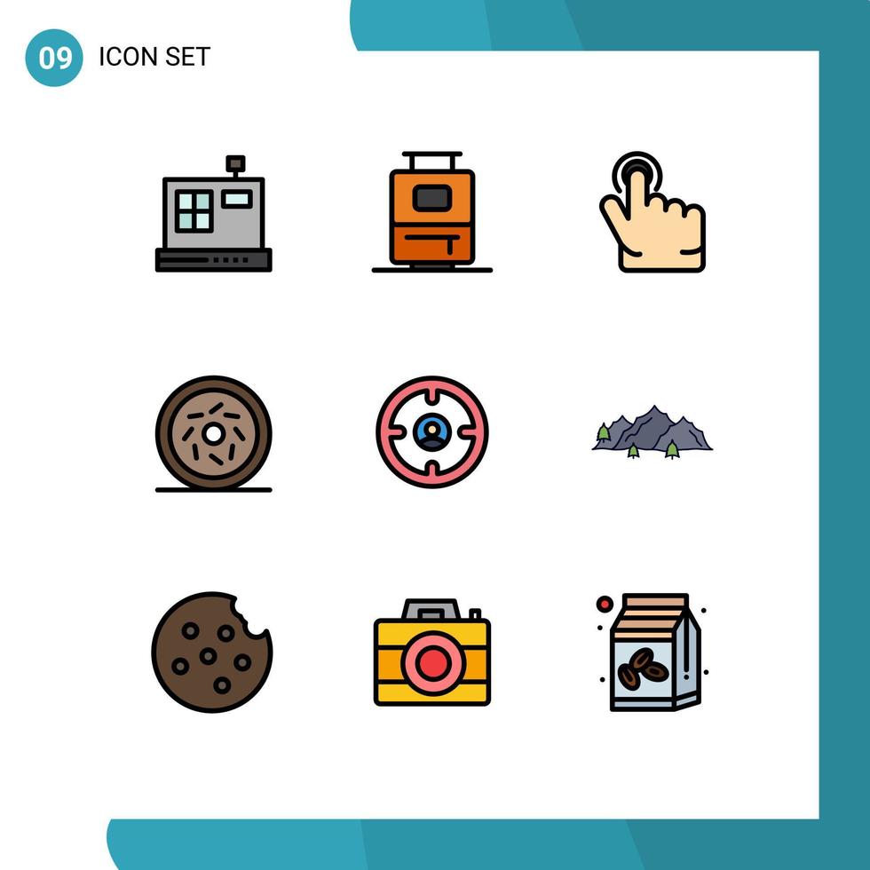 Universal Icon Symbols Group of 9 Modern Filledline Flat Colors of mountain head hand find business Editable Vector Design Elements