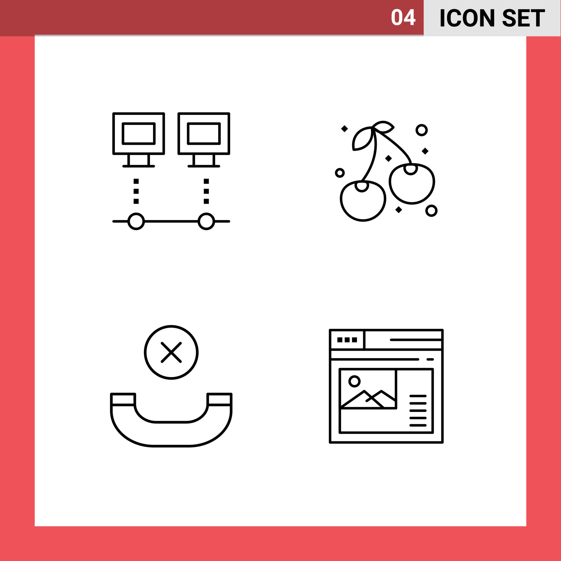 Group of 4 Modern Filledline Flat Colors Set for computers call