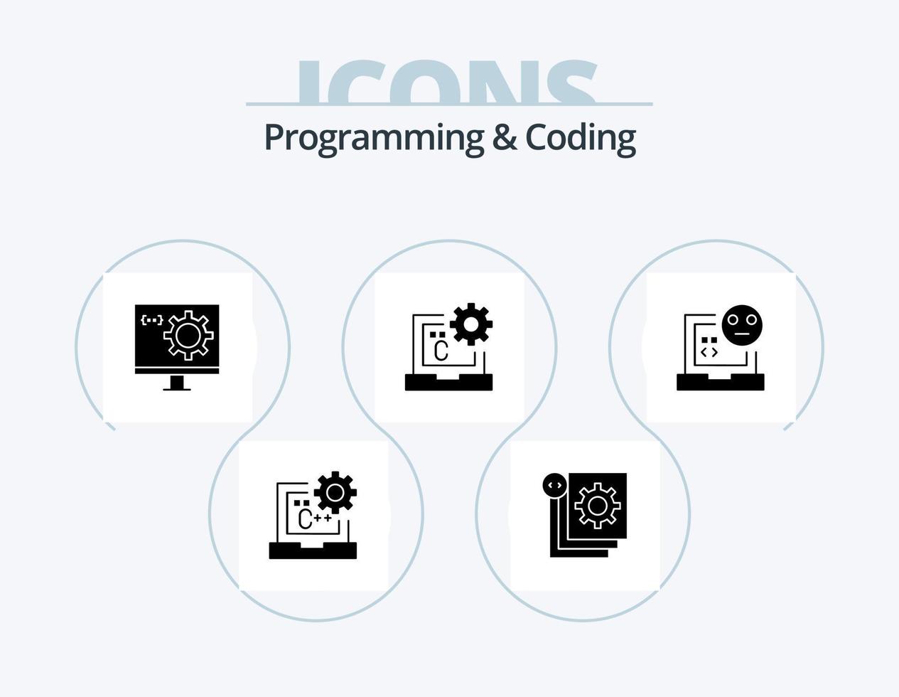 programación y codificación glyph icon pack 5 diseño de iconos. desarrollar. malo. desarrollar. programación. desarrollo vector