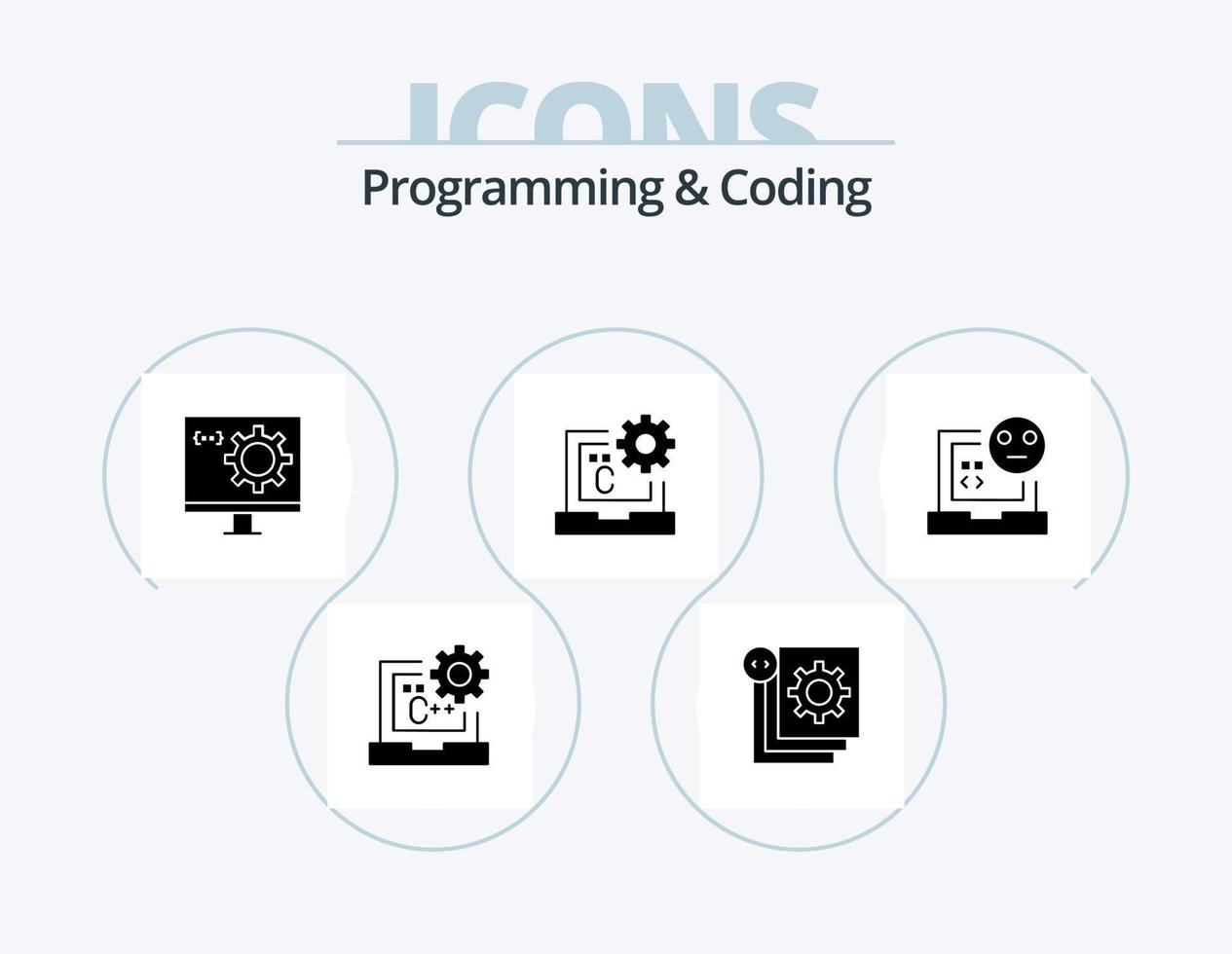 programación y codificación glyph icon pack 5 diseño de iconos. desarrollar. malo. desarrollar. programación. desarrollo vector