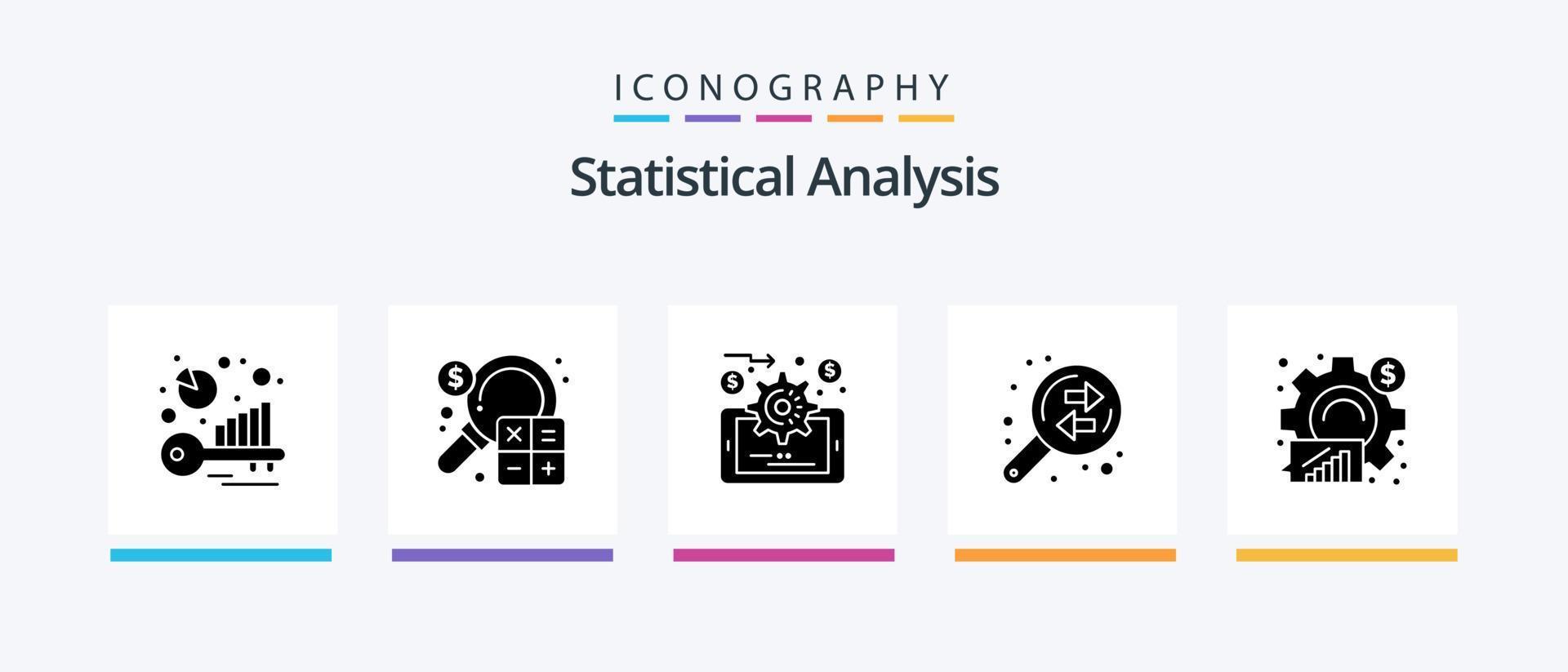 Statistical Analysis Glyph 5 Icon Pack Including analytics. finance. marketing. exchange. business. Creative Icons Design vector