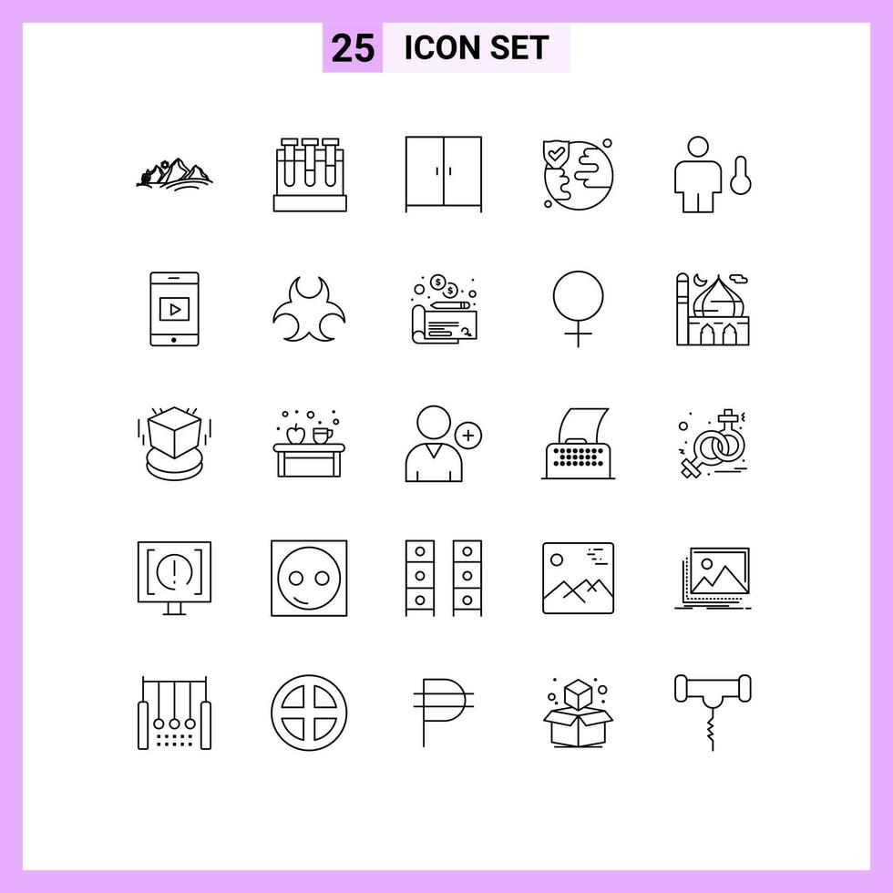 Line Pack of 25 Universal Symbols of degrees avatar education protection world Editable Vector Design Elements