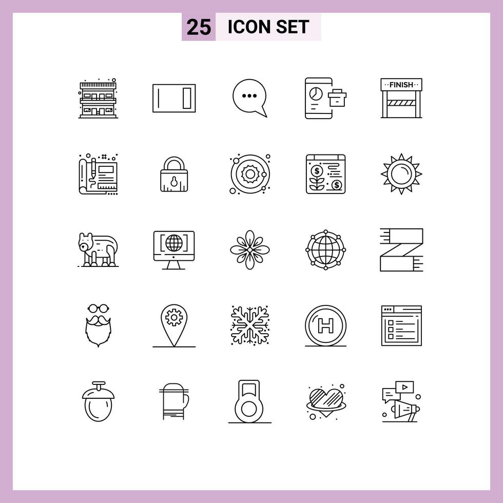 Set of 25 Modern UI Icons Symbols Signs for finish seo home ware report business Editable Vector Design Elements