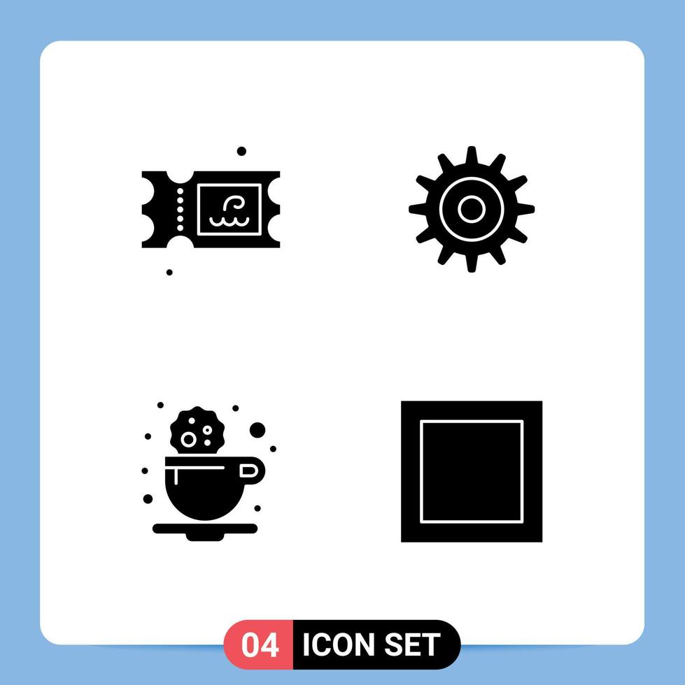 Group of Modern Solid Glyphs Set for ticket drink gear break maximize Editable Vector Design Elements