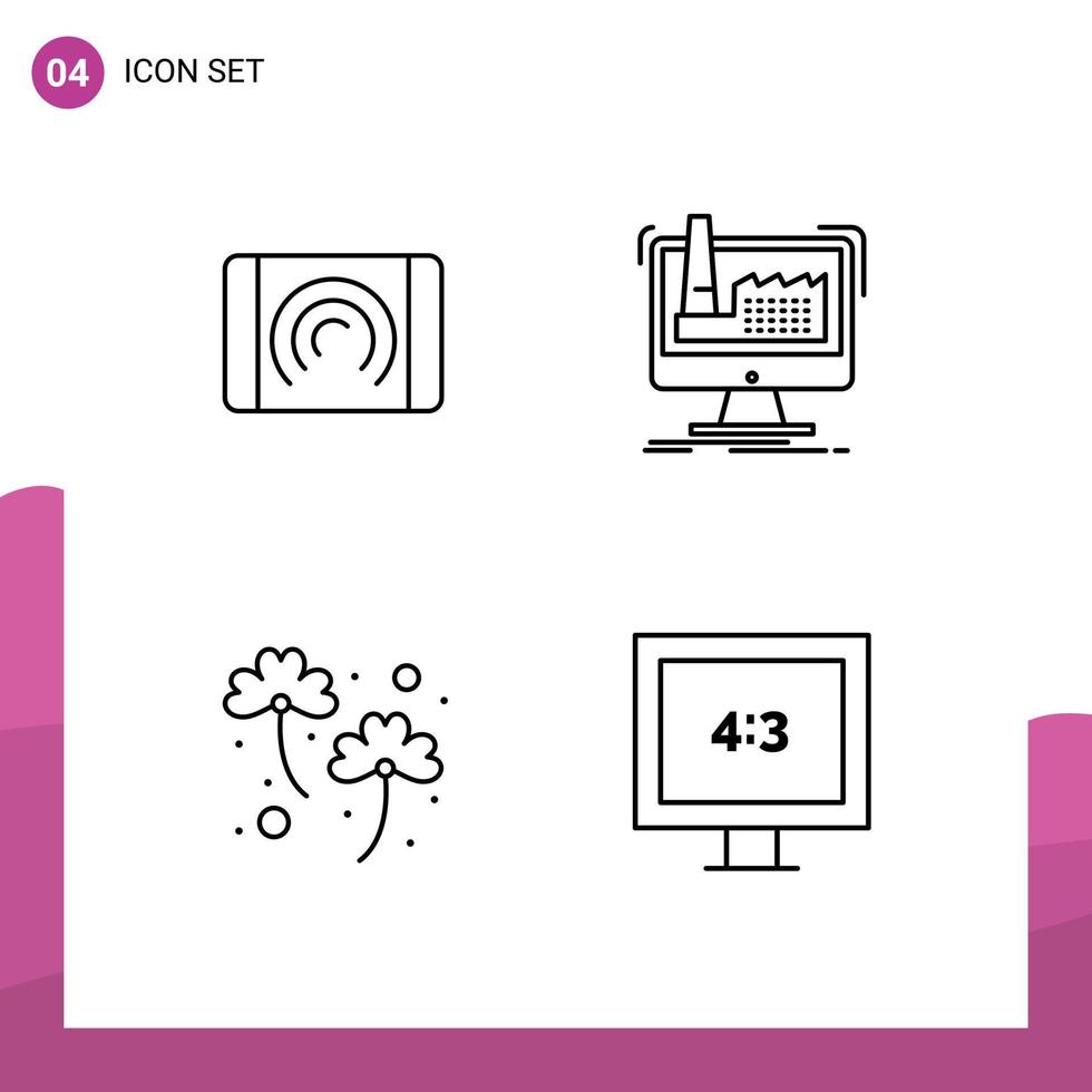 Set of 4 Modern UI Icons Symbols Signs for interaction clover interface ...