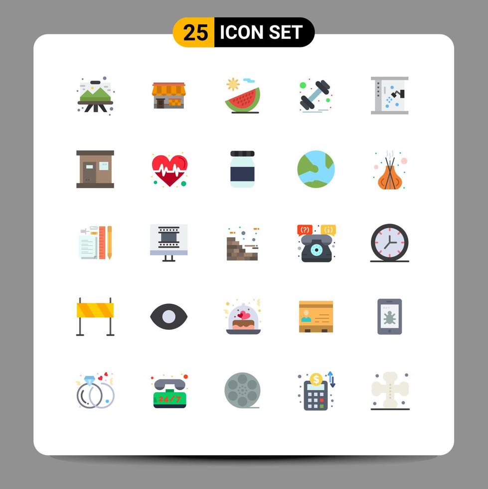 Set of 25 Modern UI Icons Symbols Signs for weight dumbbell store vacation fruit Editable Vector Design Elements