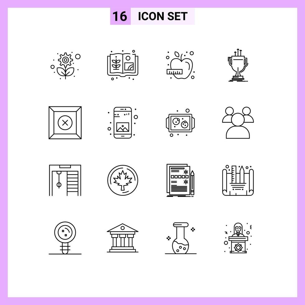 User Interface Pack of 16 Basic Outlines of delete prize diet edge competitive Editable Vector Design Elements