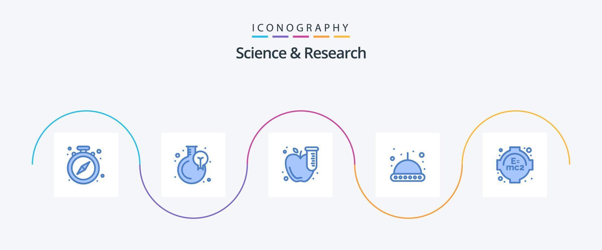 paquete de iconos de ciencia azul 5 que incluye estudio. fórmula. ciencia. OVNI. astronomía vector