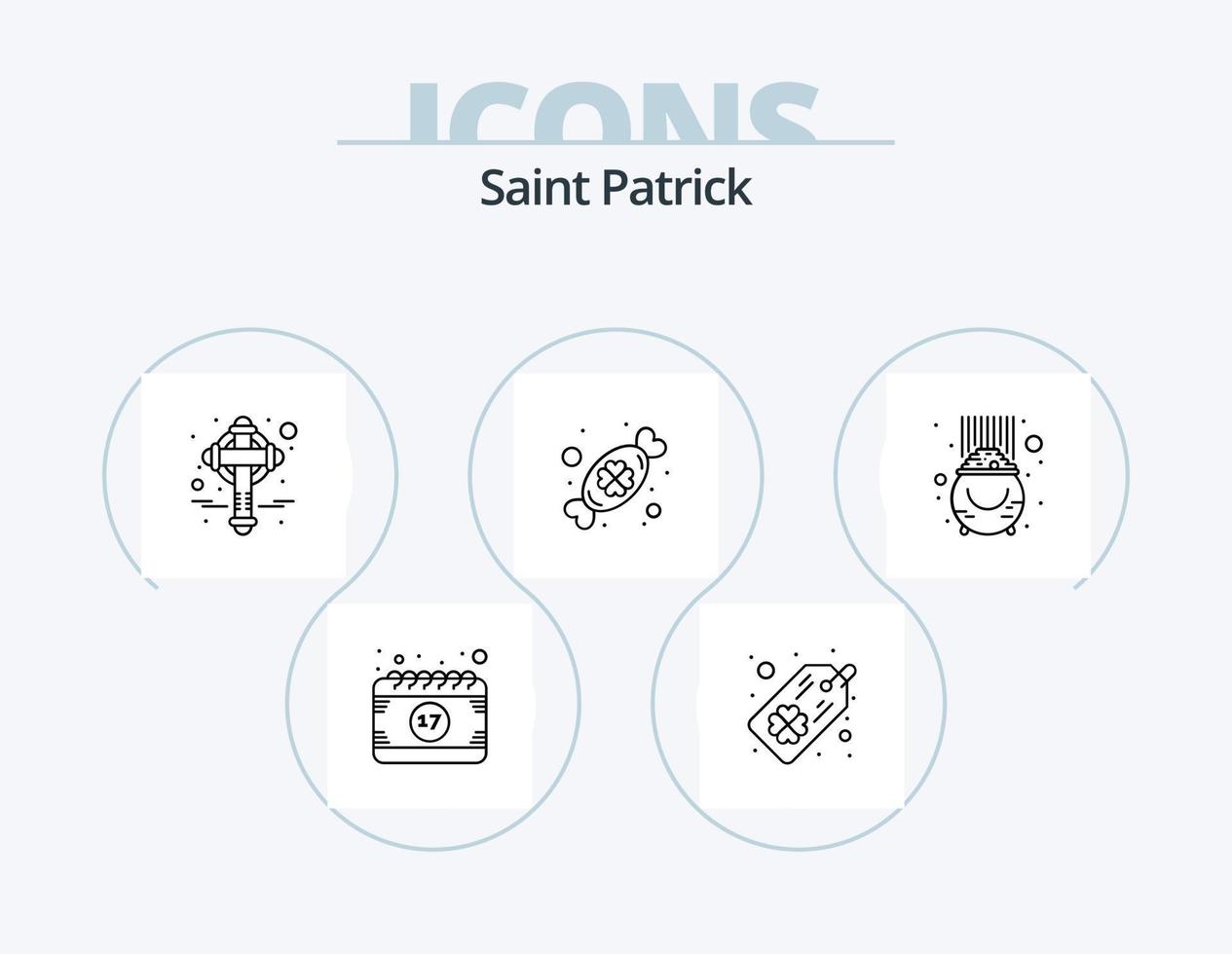 paquete de iconos de línea de san patricio 5 diseño de iconos. maceta. suerte. herradura. oro. duende vector