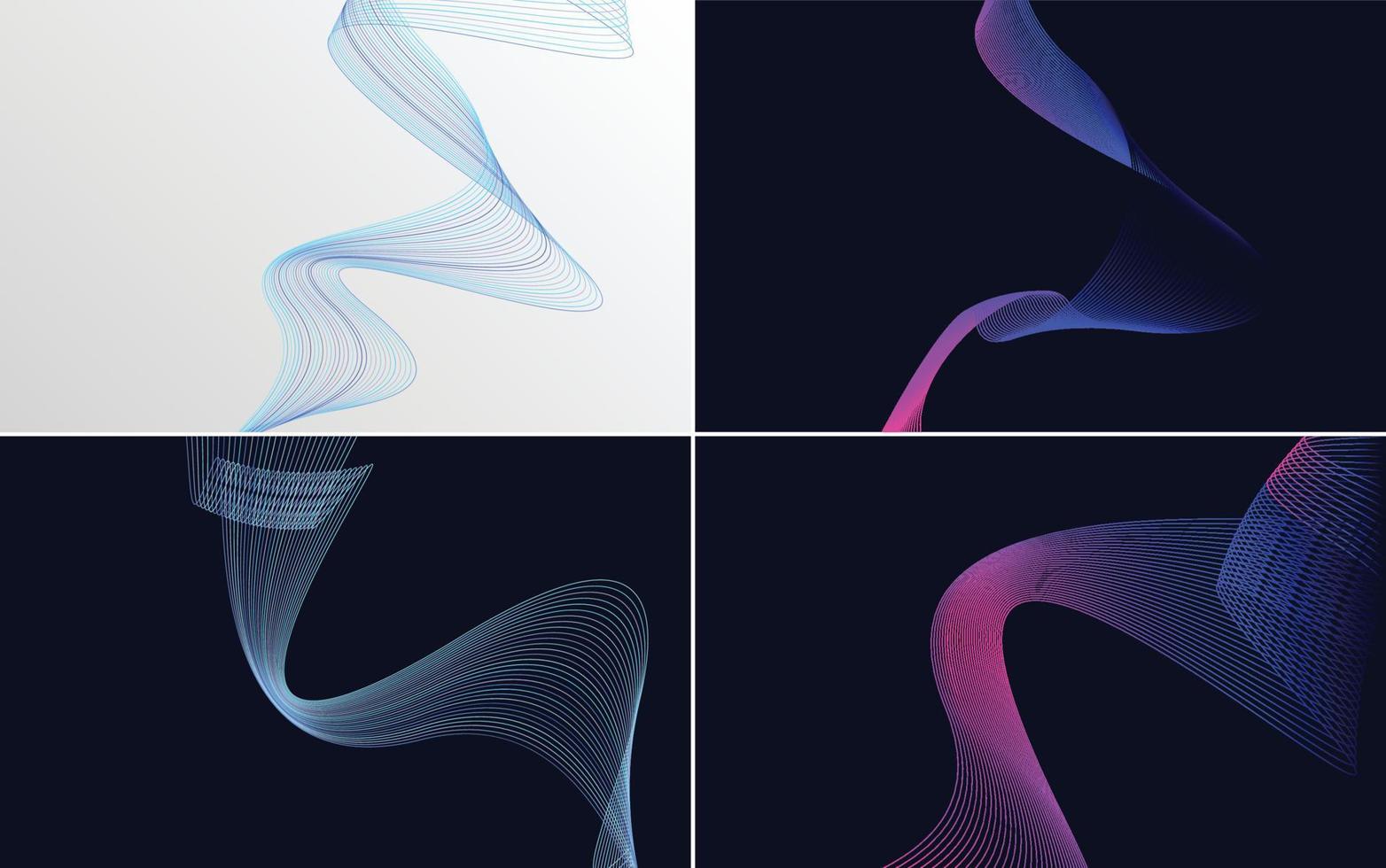 Set of 4 geometric wave pattern backgrounds to add depth to your design vector