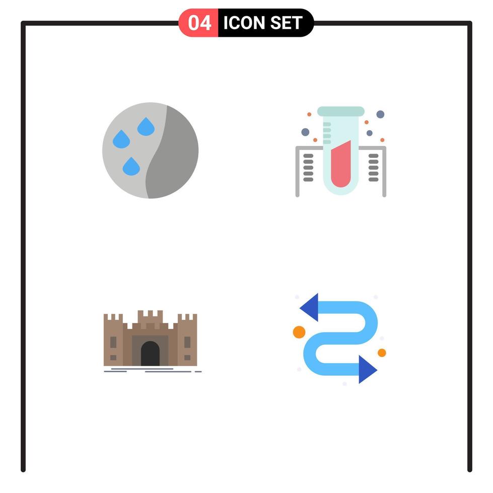 4 Universal Flat Icons Set for Web and Mobile Applications hair conditioning fort chemistry gas landmark Editable Vector Design Elements