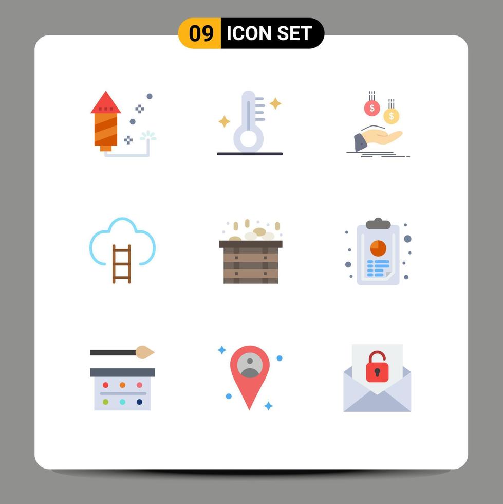 conjunto de 9 iconos de interfaz de usuario modernos signos de símbolos para monedas de juego de premio insignias elementos de diseño de vector editables de dinero
