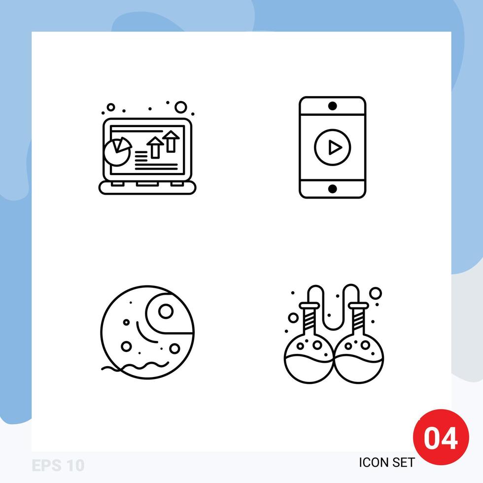 4 iconos creativos, signos y símbolos modernos de análisis, teléfono portátil distante, elementos de diseño de vectores editables gigantes