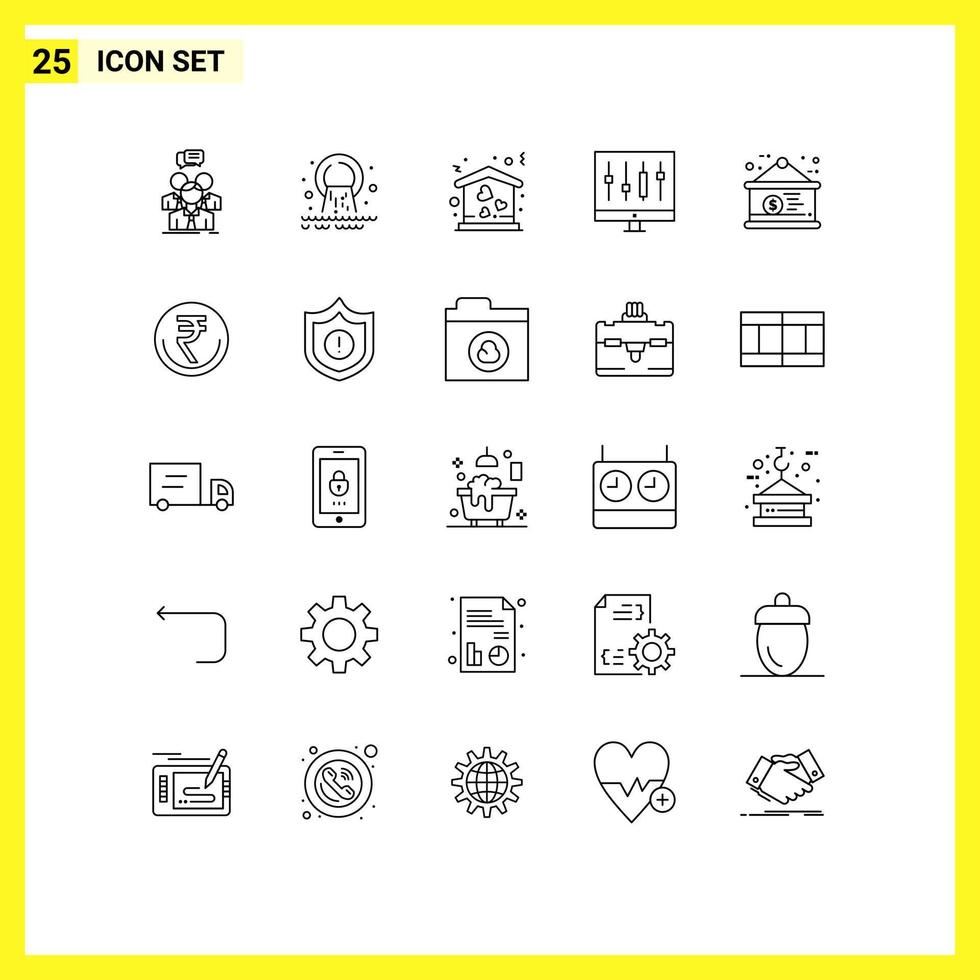 Pictogram Set of 25 Simple Lines of graph chart sewage analytics love Editable Vector Design Elements