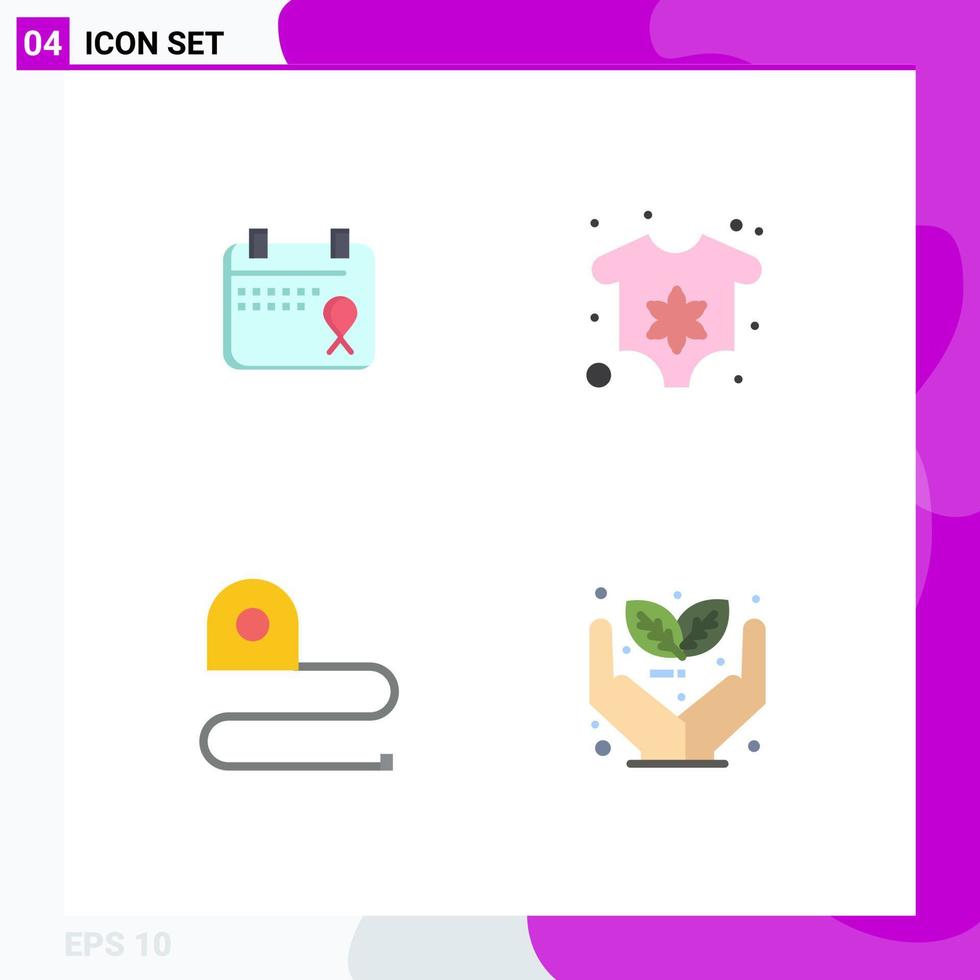 paquete de 4 iconos planos creativos de fecha de escala de calendario elementos de diseño vectorial editables de crecimiento recién nacido vector