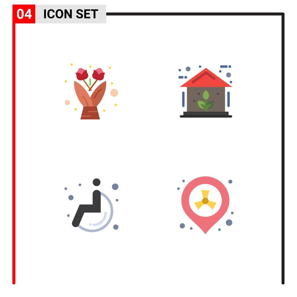 4 Creative Icons Modern Signs and Symbols of flower wheel chair energy power placeholder Editable Vector Design Elements