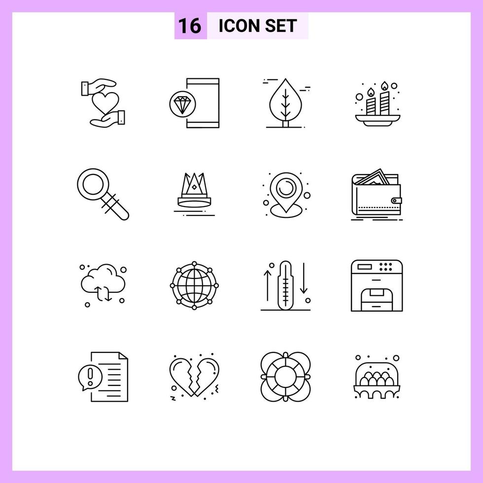Mobile Interface Outline Set of 16 Pictograms of find india development holi plant Editable Vector Design Elements