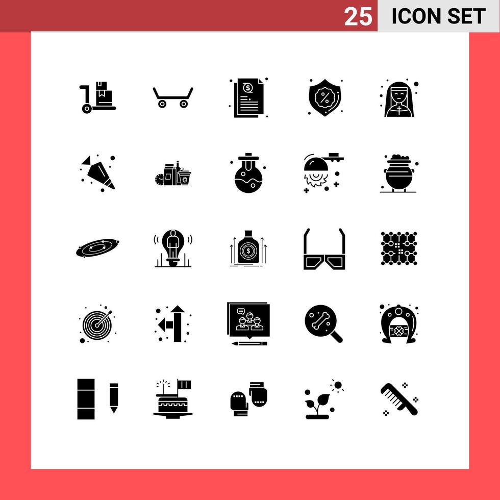 25 Creative Icons Modern Signs and Symbols of carrot nun security mother superior church Editable Vector Design Elements