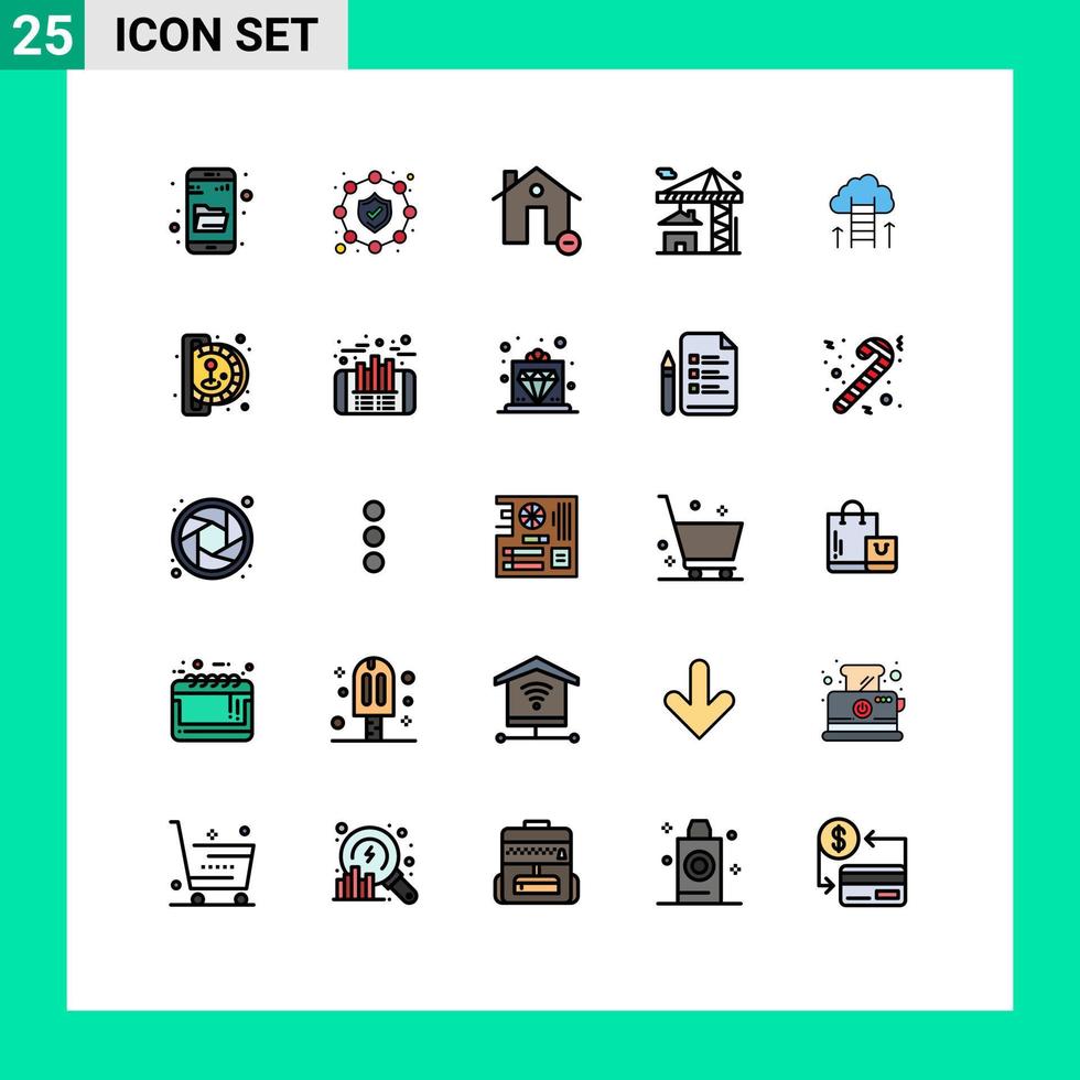 paquete de iconos de vectores de stock de 25 signos y símbolos de línea para la creación de carreras eliminar elementos de diseño de vectores editables de grúas inmobiliarias