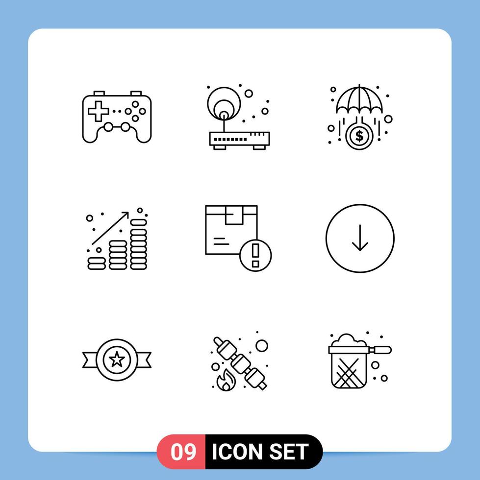 Modern Set of 9 Outlines and symbols such as money up finance router currency investment Editable Vector Design Elements
