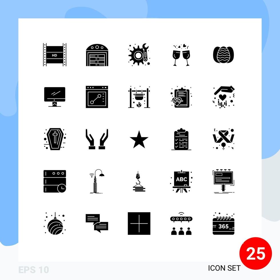 25 Creative Icons Modern Signs and Symbols of easter wedding house drink glass Editable Vector Design Elements