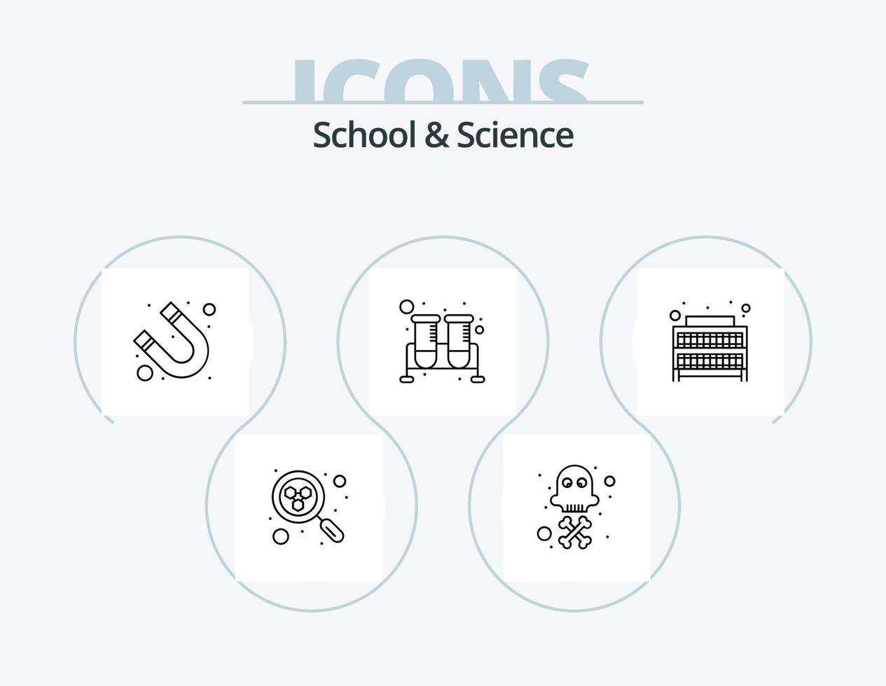 School And Science Line Icon Pack 5 Icon Design. geography. search. attraction. science. atom vector