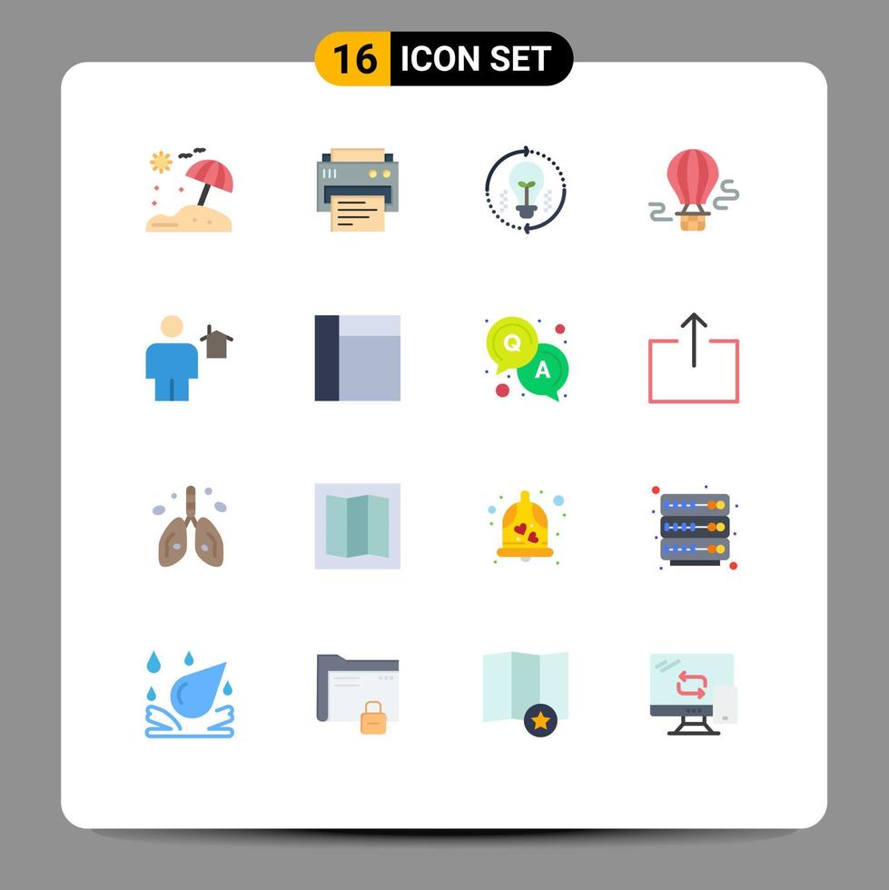 Modern Set of 16 Flat Colors and symbols such as body transport idea hot air Editable Pack of Creative Vector Design Elements