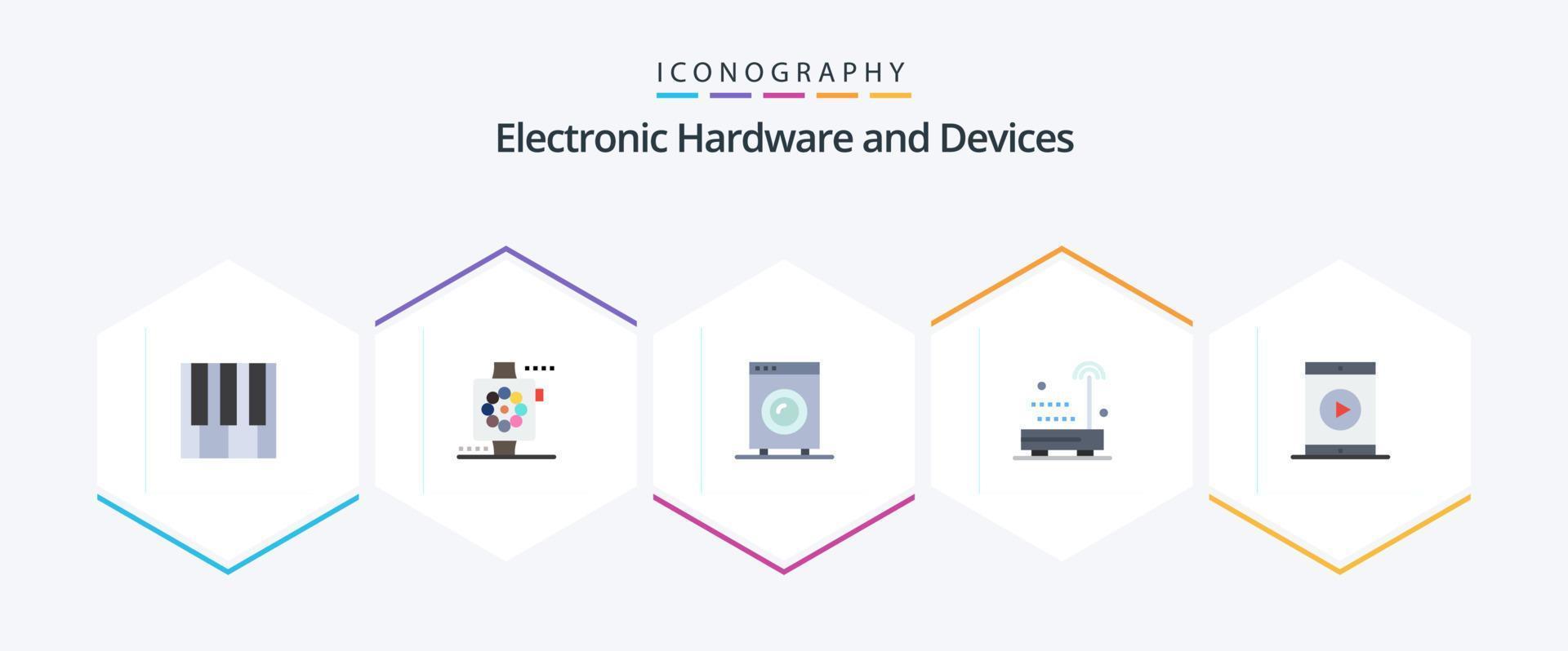 Devices 25 Flat icon pack including technology. radio. watch. devices. equipment vector