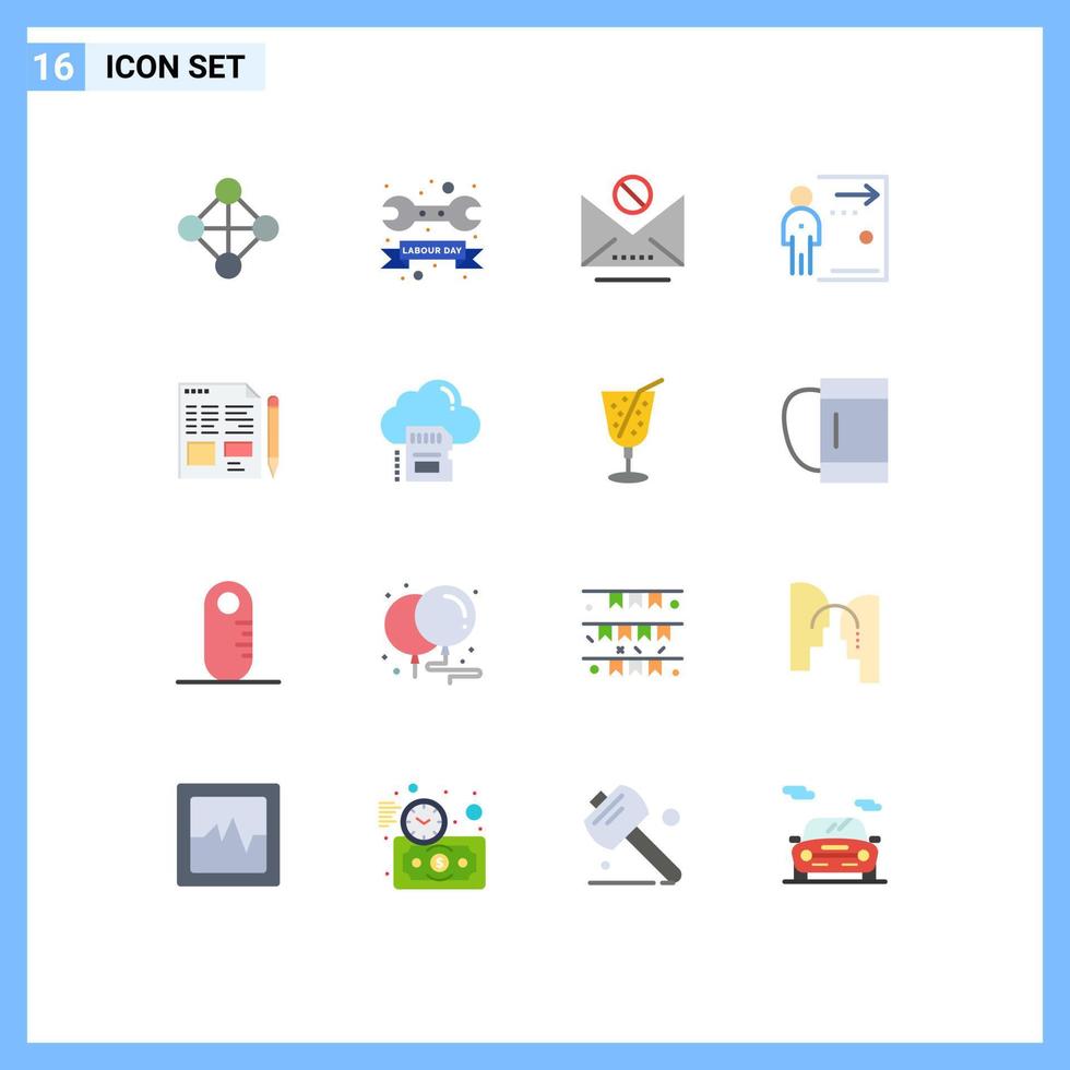Stock Vector Icon Pack of 16 Line Signs and Symbols for file job email fired door Editable Pack of Creative Vector Design Elements