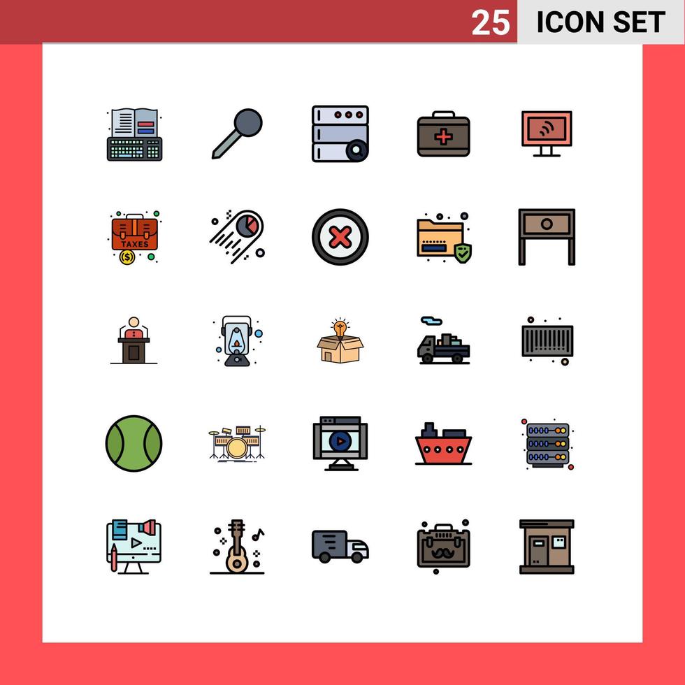 Set of 25 Modern UI Icons Symbols Signs for accounting wifi database computer healthcare Editable Vector Design Elements