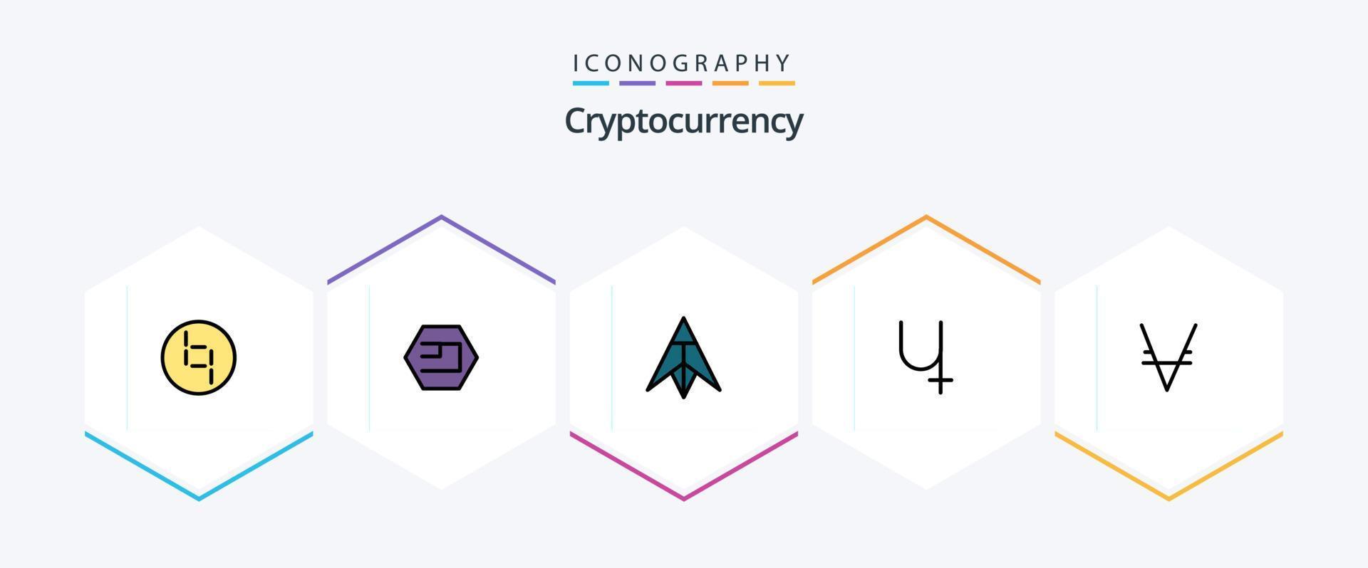 Cryptocurrency 25 FilledLine icon pack including coin. crypto currency. dubaicoin. crypto. sibcoin vector