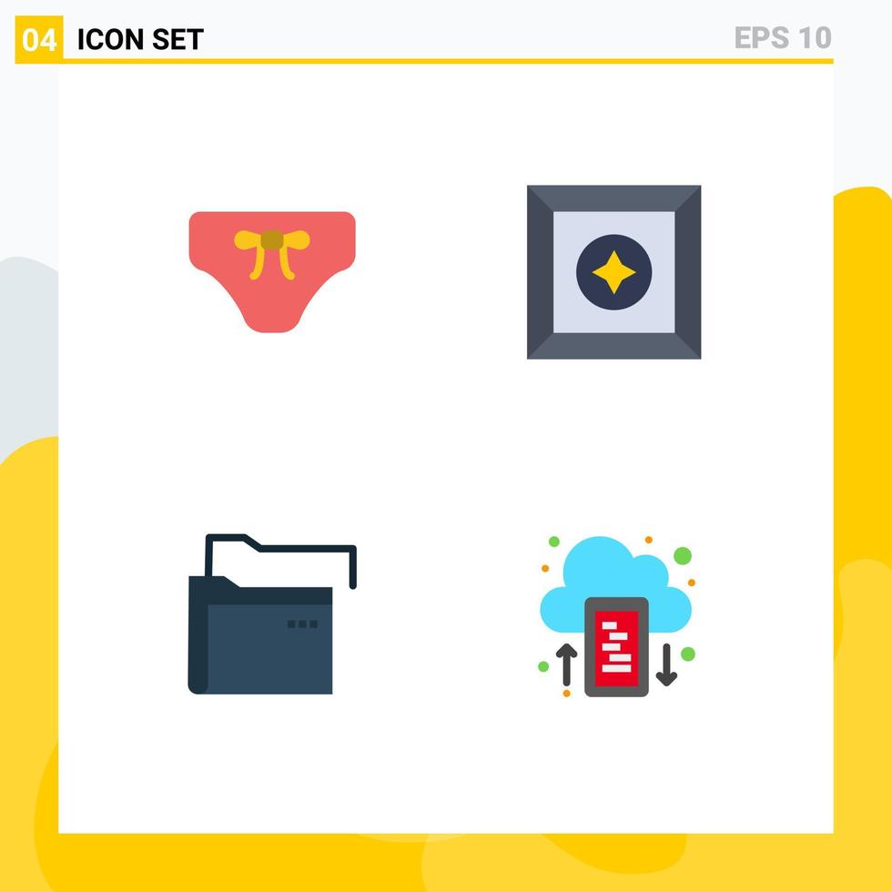 4 Universal Flat Icons Set for Web and Mobile Applications beach server clothing product cloud Editable Vector Design Elements