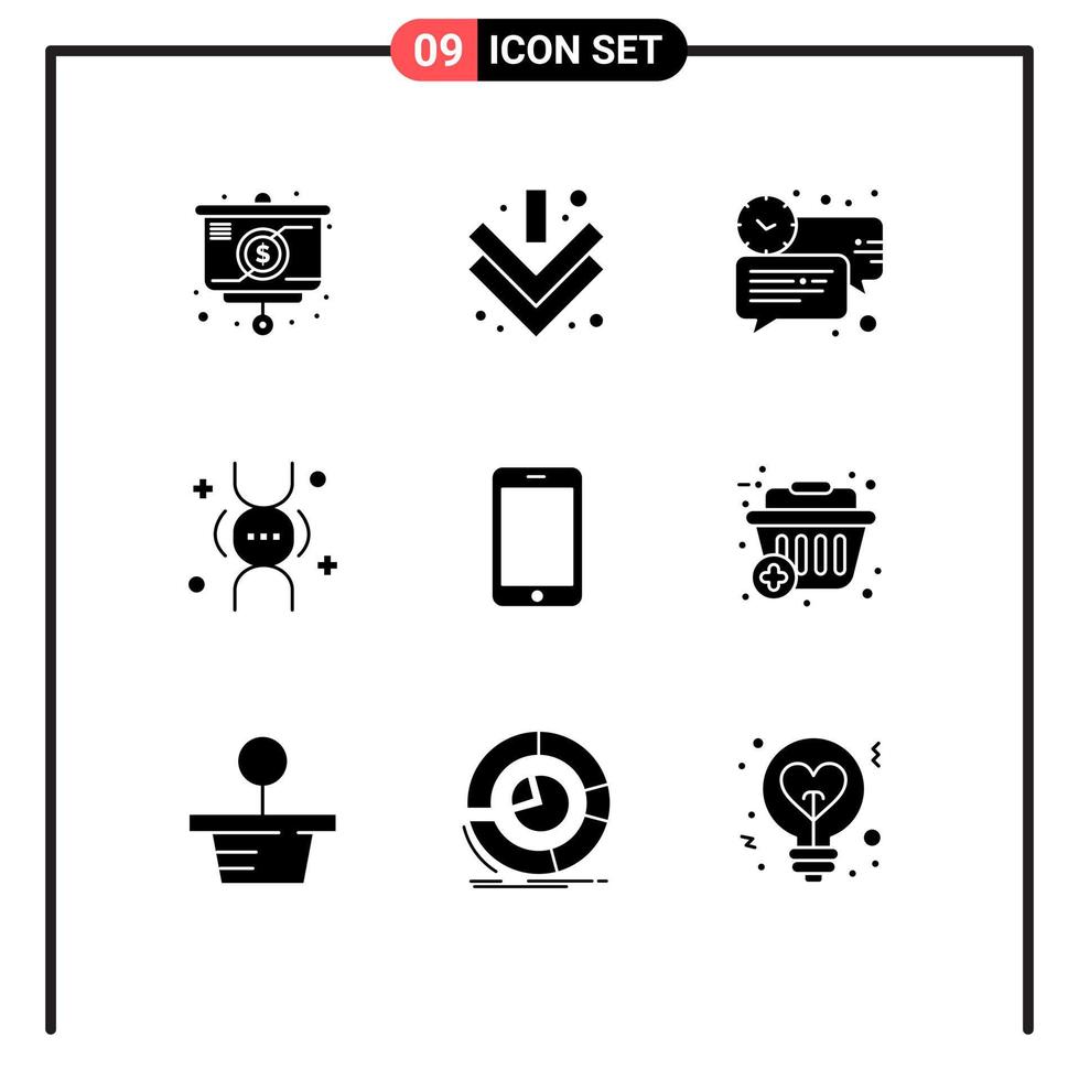 9 Universal Solid Glyph Signs Symbols of mobile life chat inheritance dna Editable Vector Design Elements