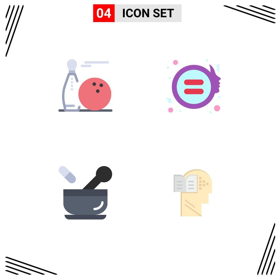 Mobile Interface Flat Icon Set of 4 Pictograms of ball hospital play feminism medicine Editable Vector Design Elements