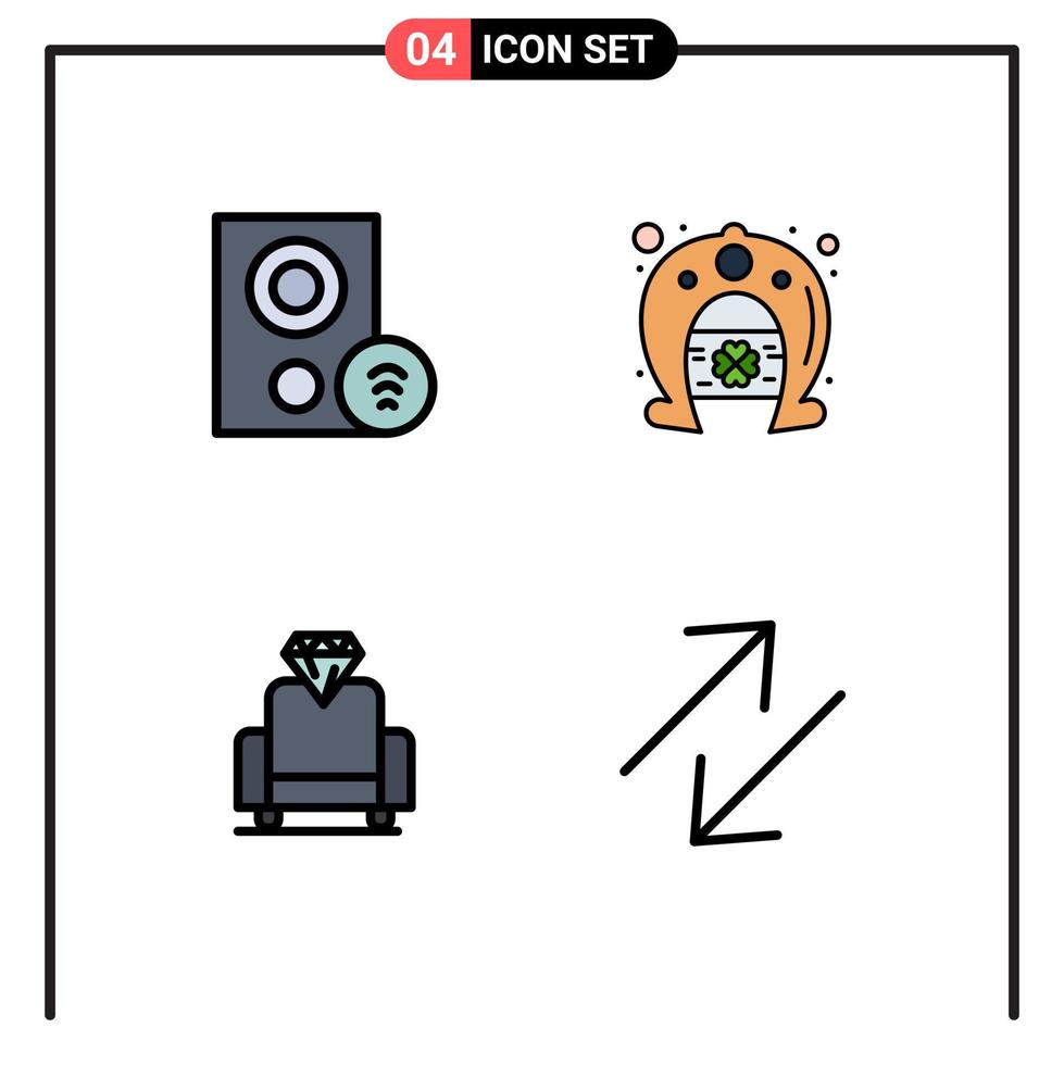 Stock Vector Icon Pack of 4 Line Signs and Symbols for computers cinema hardware festival media Editable Vector Design Elements