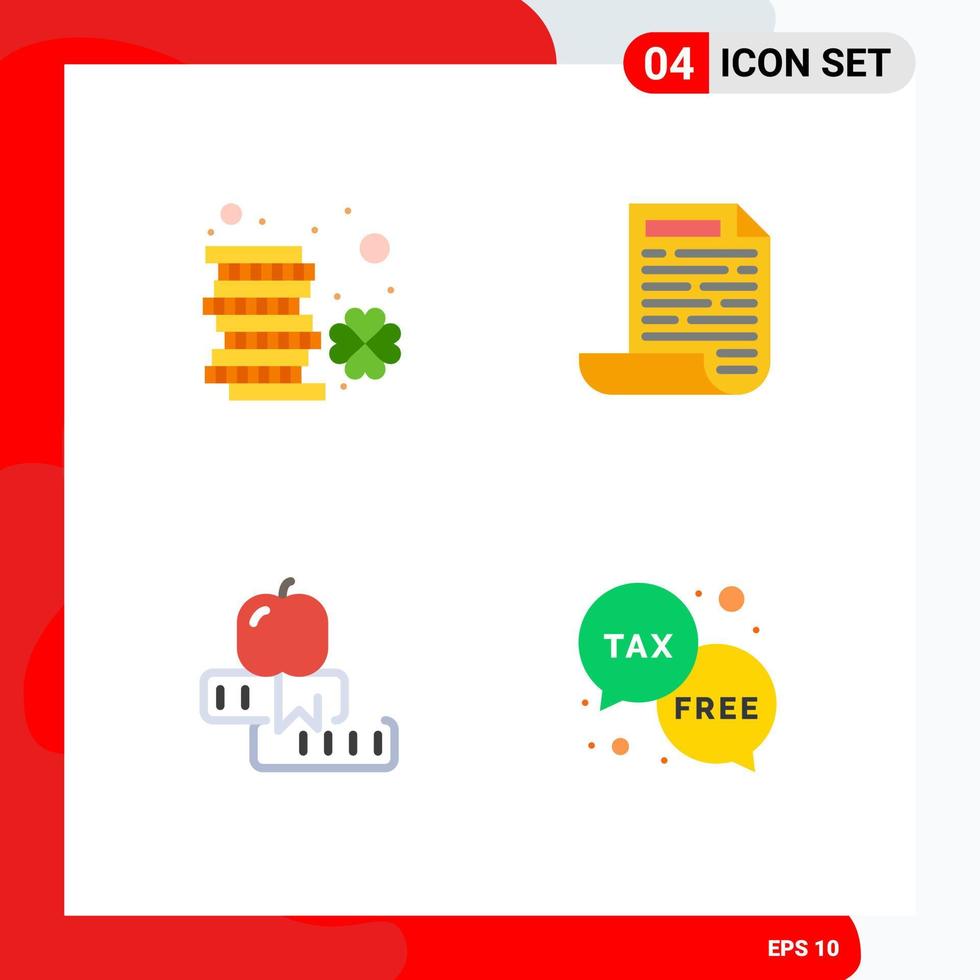 Flat Icon Pack of 4 Universal Symbols of coin knowledge money design study Editable Vector Design Elements