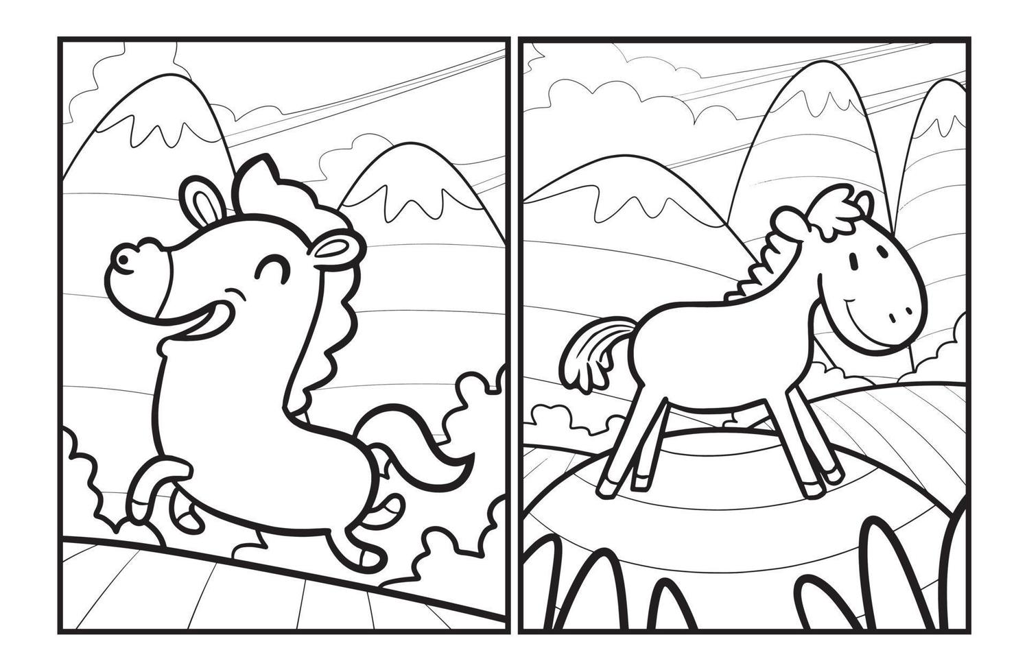 Funny horse coloring pages vector
