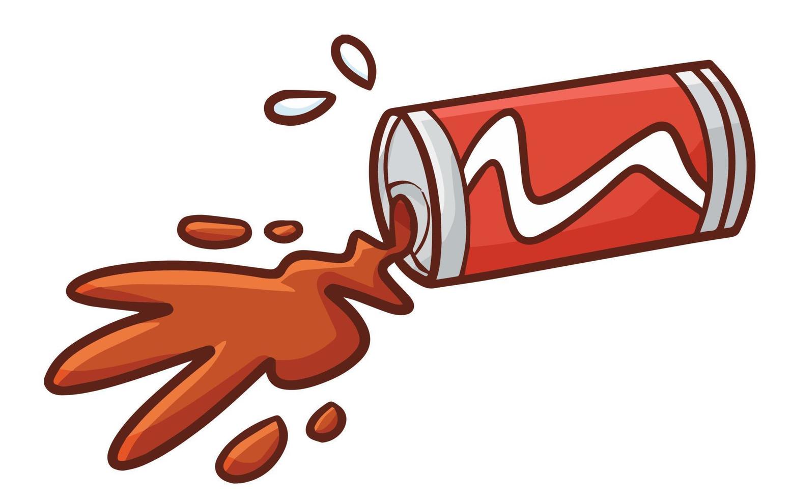 Funny and yummy cola can get spilled vector