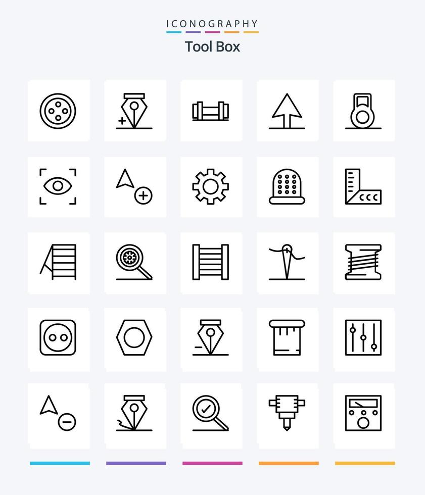 Creative Tools 25 OutLine icon pack  Such As tools. gear. dumbbell. cursor. add vector