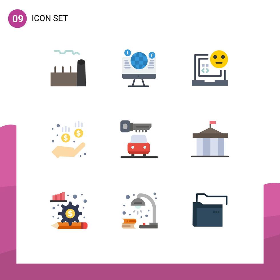 Stock Vector Icon Pack of 9 Line Signs and Symbols for money medical social media error develop Editable Vector Design Elements