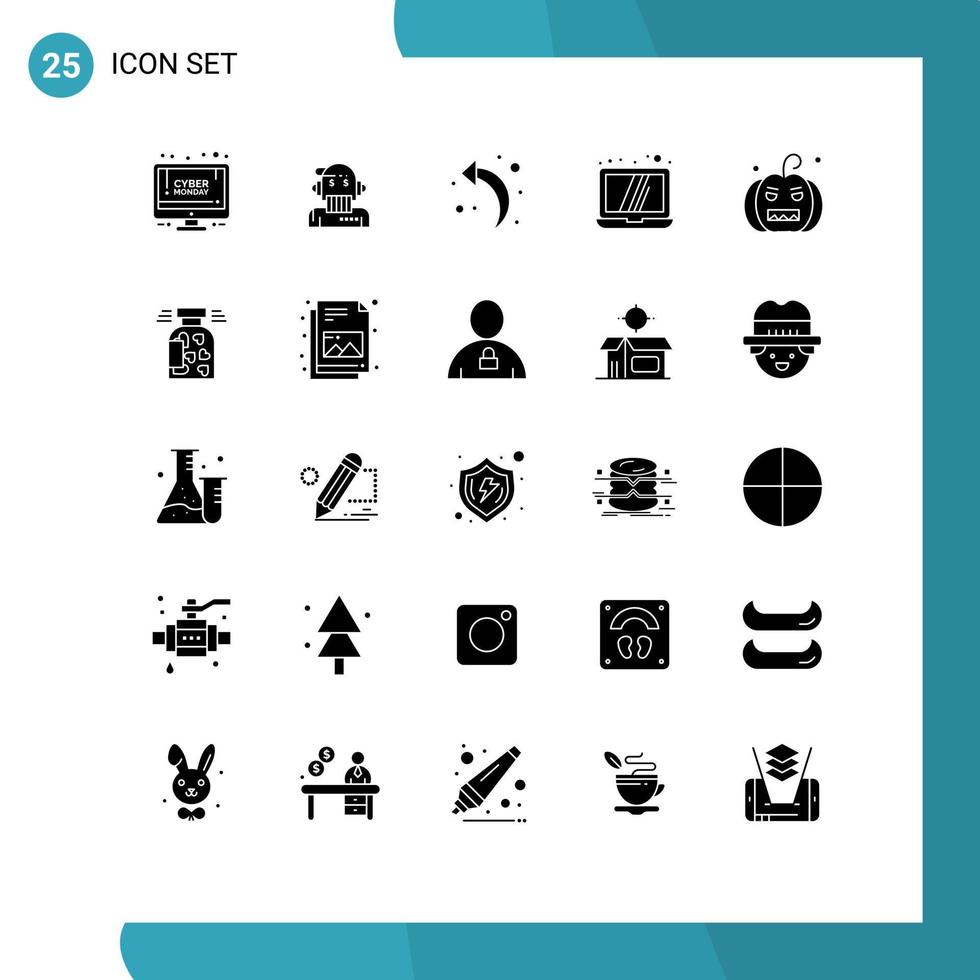 Universal Icon Symbols Group of 25 Modern Solid Glyphs of horror bats analyst technology computer Editable Vector Design Elements