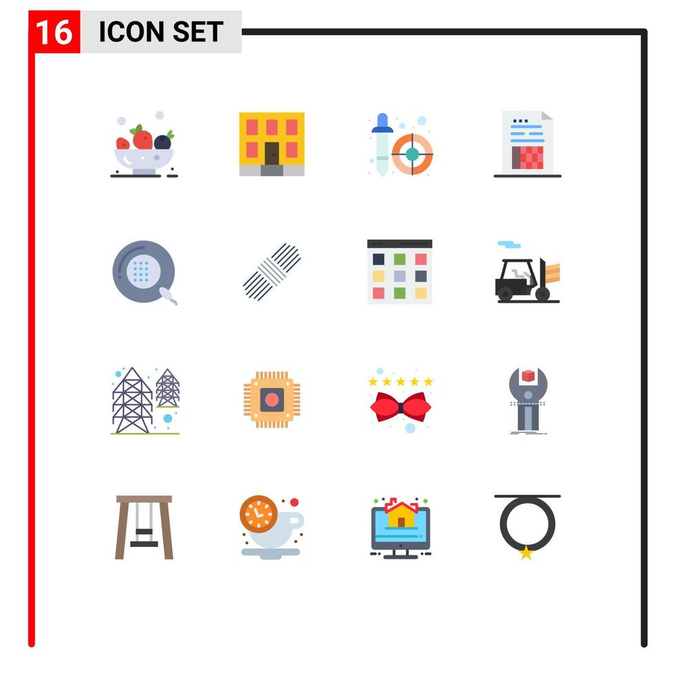 Pack of 16 creative Flat Colors of fitness invoice dropper file data Editable Pack of Creative Vector Design Elements