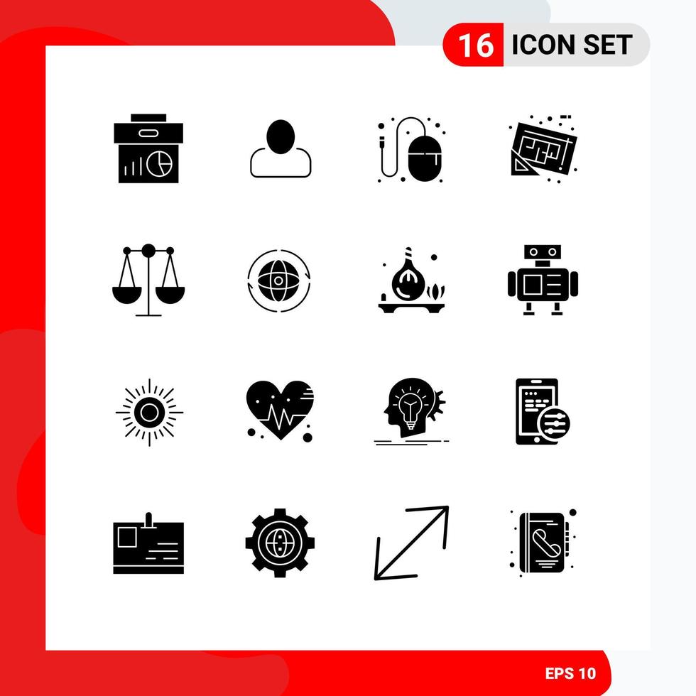 16 Creative Icons Modern Signs and Symbols of plan map design document mouse Editable Vector Design Elements