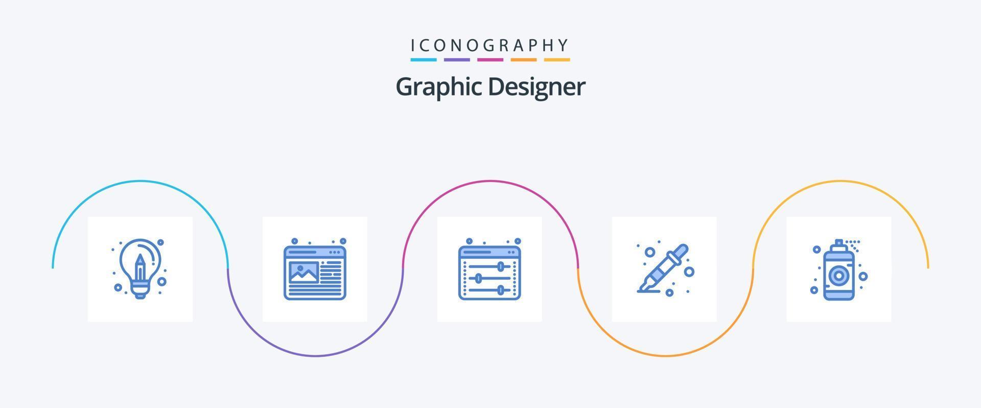 Graphic Designer Blue 5 Icon Pack Including designer. dropper. web image. color sampler. web setting vector