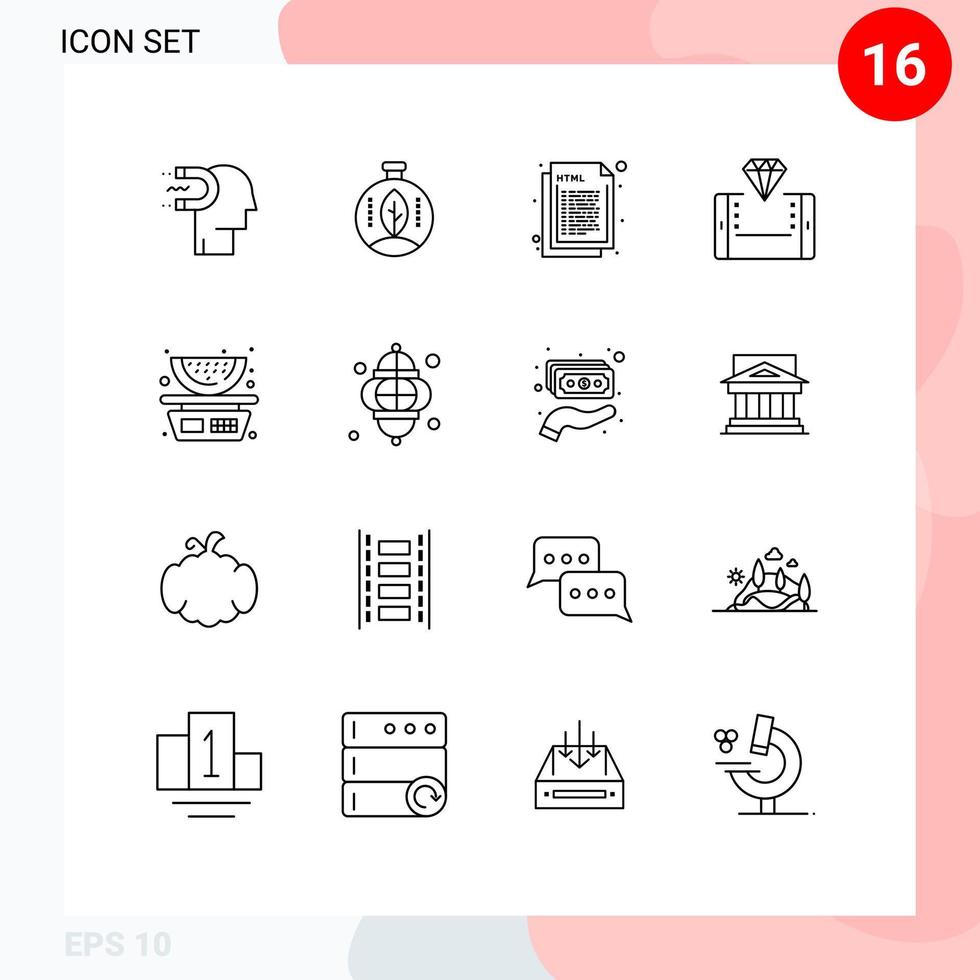 Mobile Interface Outline Set of 16 Pictograms of shopping online power mobile web Editable Vector Design Elements