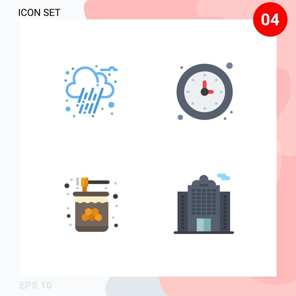 4 Universal Flat Icons Set for Web and Mobile Applications autumn food clock timer jar Editable Vector Design Elements