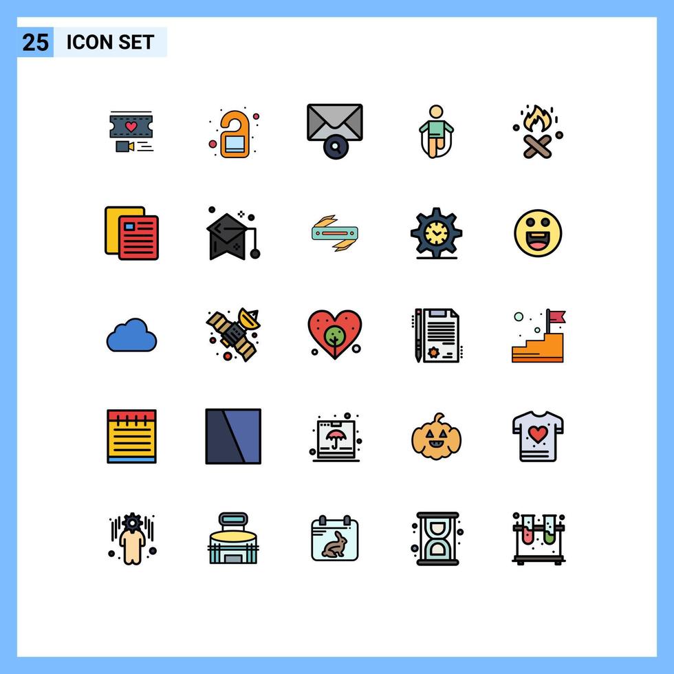 paquete de iconos de vector de stock de 25 signos y símbolos de línea para elementos de diseño de vector editables de actividad de salto de suspensión de cuerda de fuego