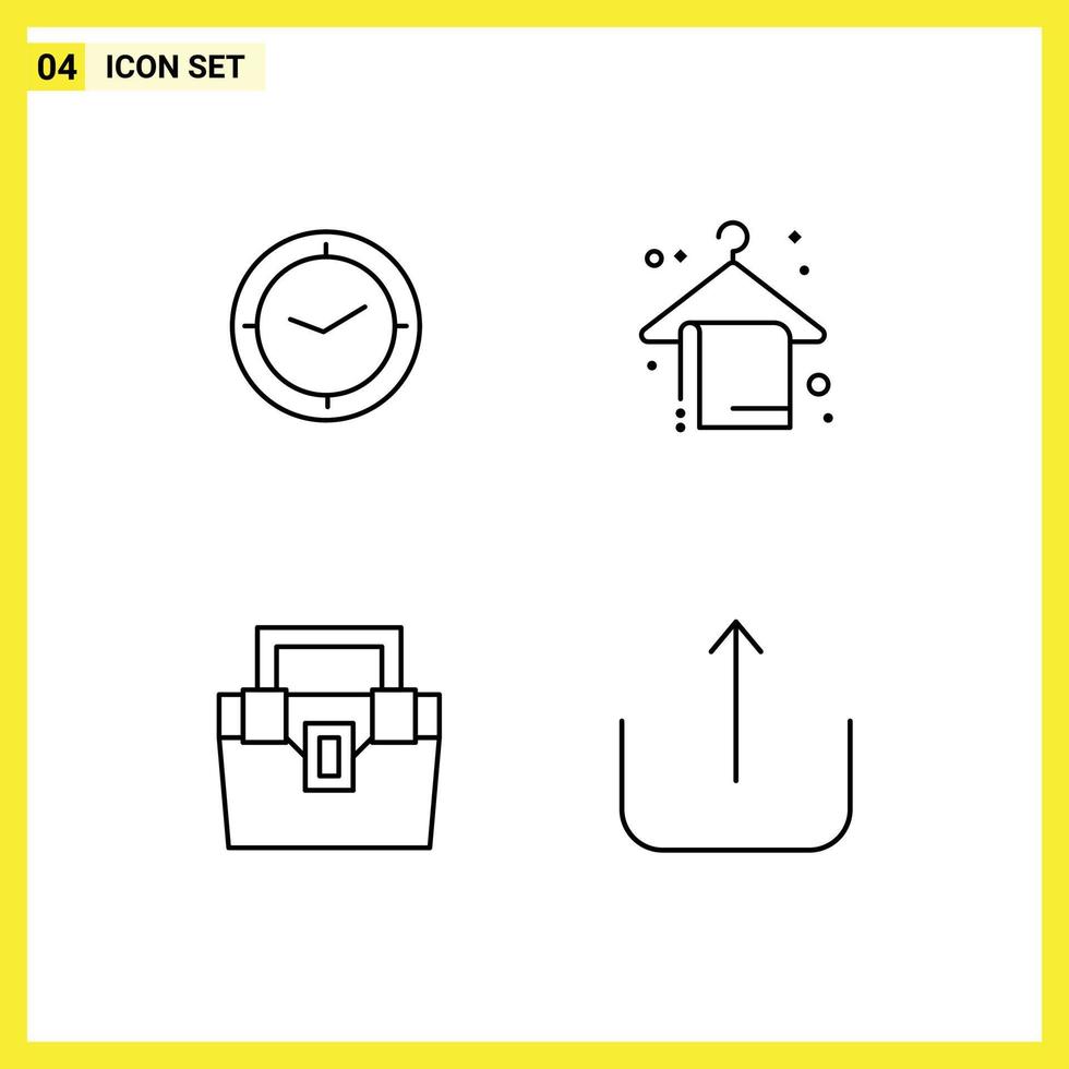 Mobile Interface Line Set of 4 Pictograms of watch box clock holiday material Editable Vector Design Elements