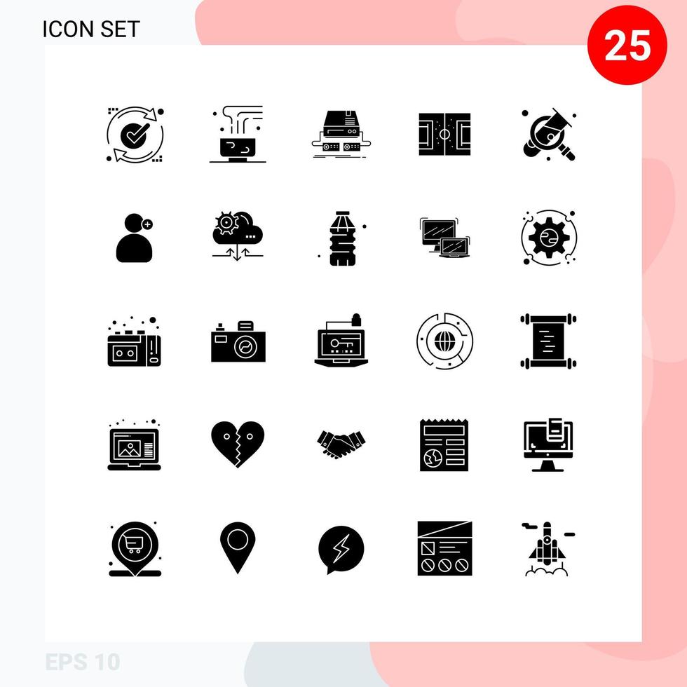 Set of 25 Modern UI Icons Symbols Signs for game field hot drink drive gaming Editable Vector Design Elements